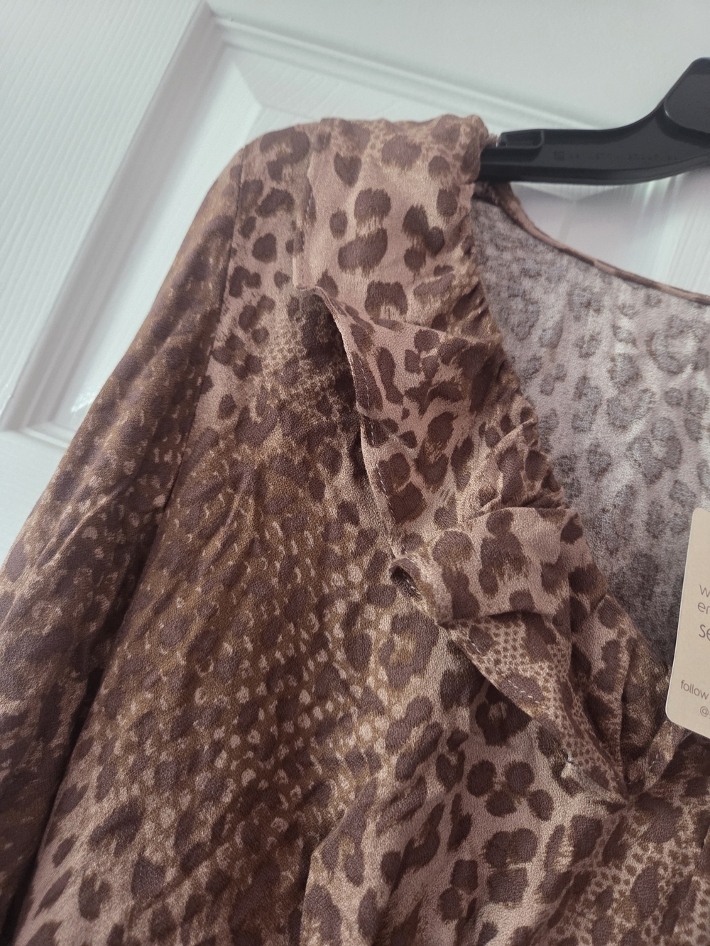 Self Esteem Brown Leopard Ruffle Blouse Size XL ( Juniors ) NWT - Picture 3 of 4